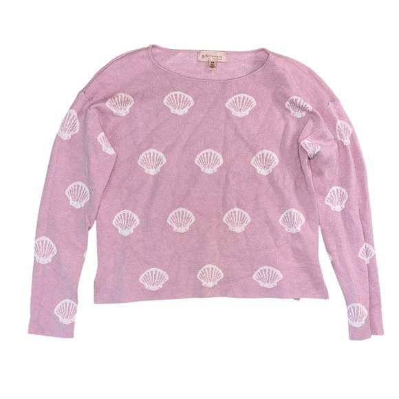 Philosophy Sea Shell Print Jacquard Sweater Pink Blush Women’s Size Medium Boho - Picture 1 of 9